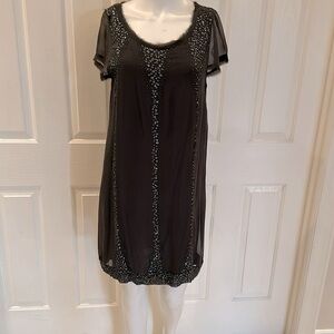 Gorgeous beaded black shift dress size 40. Light breezy and fun to wear! 😍